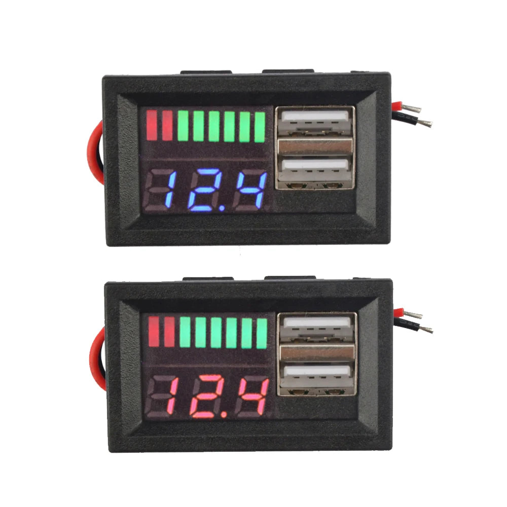 Medidor Digital de Voltagem Automotiva com Duas Portas USB